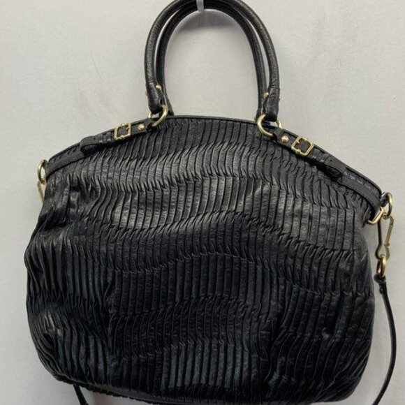 Coach Madison Gathered Leather Lindsey Sophia Satchel Black Gld/Brass Hardware - Picture 2 of 5